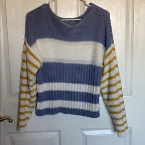 Willow root sweater blue and yellow stripes